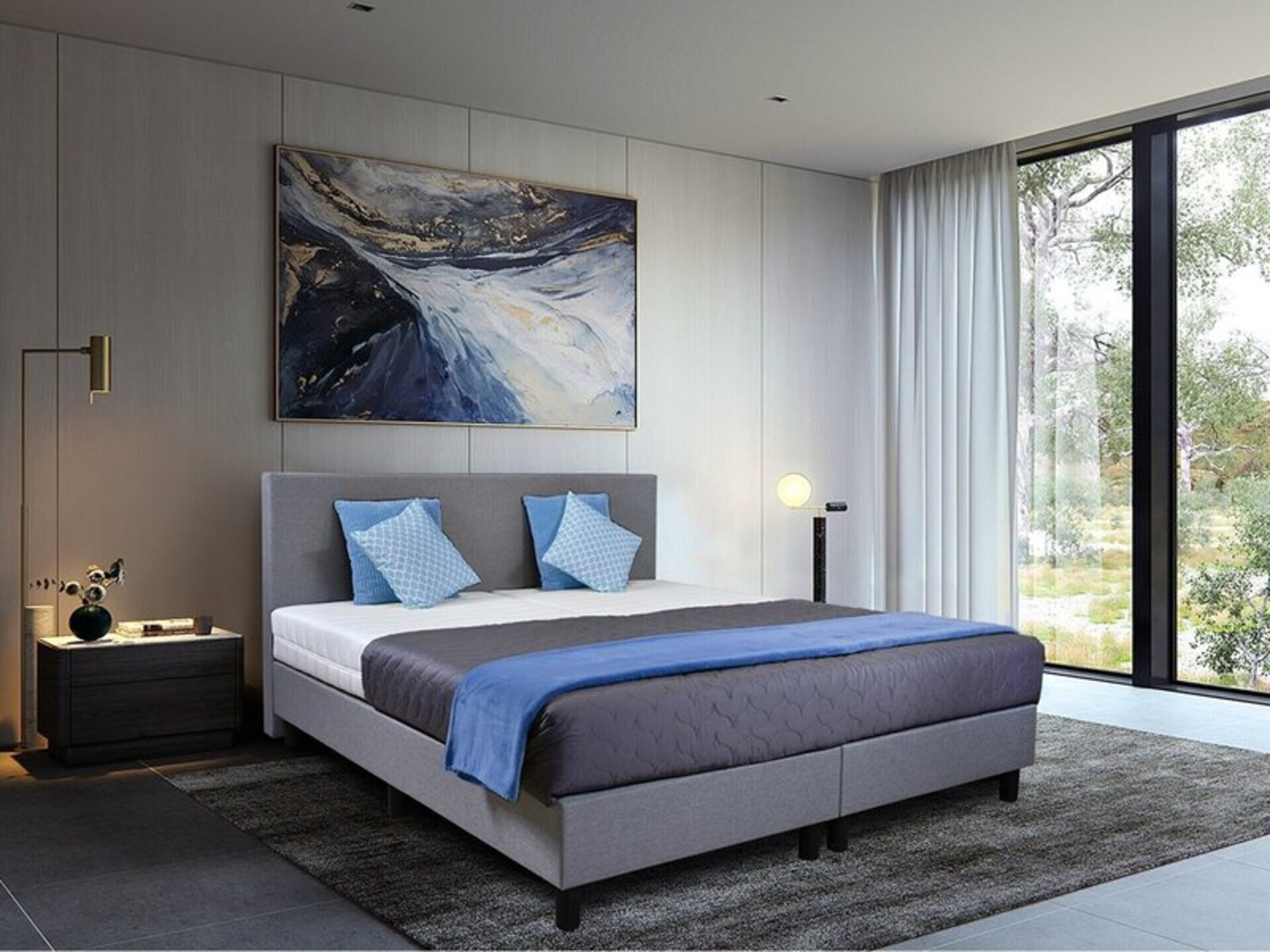 Boxspringcombinatie, M-Ray, Valencia, Grijs